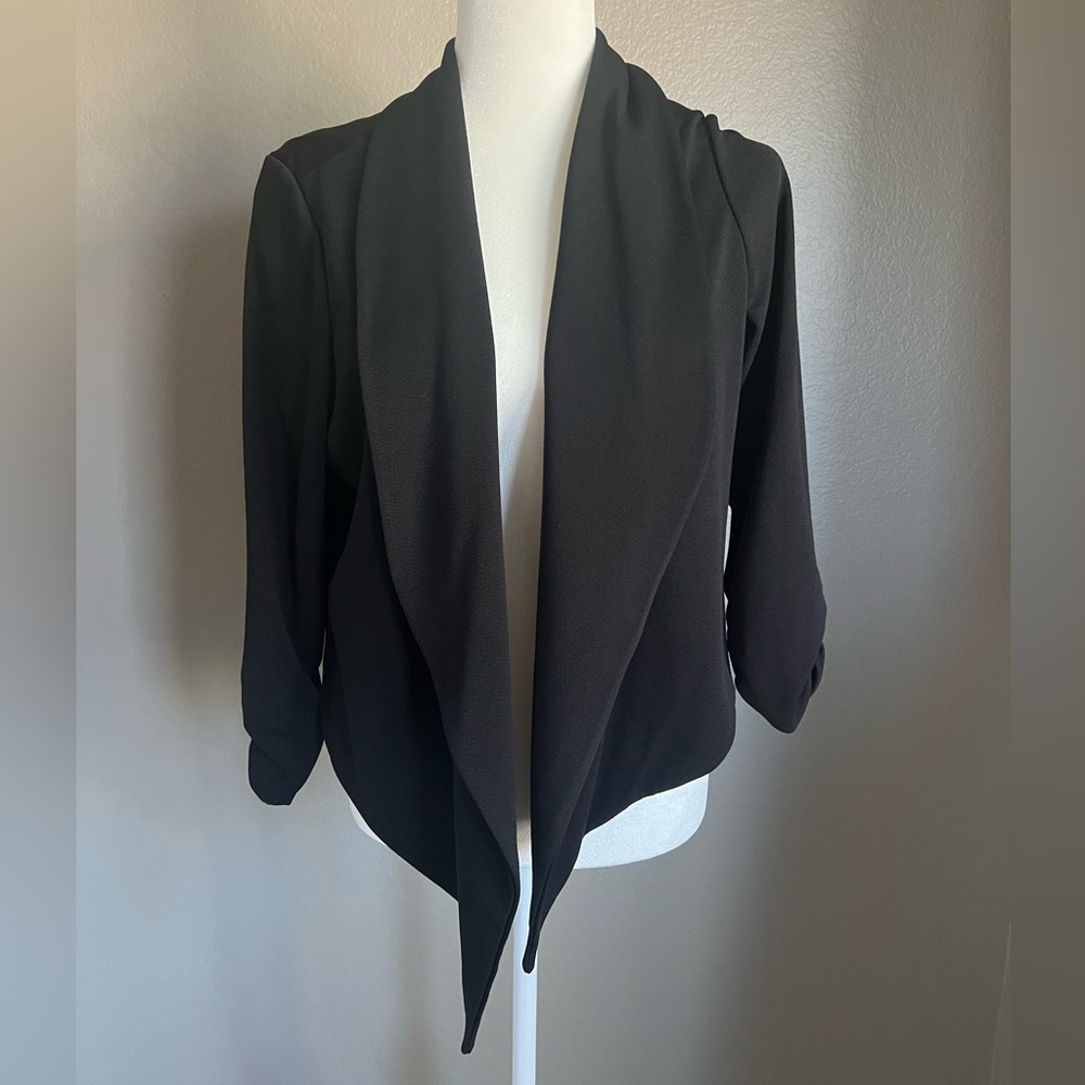 Hybrid & Company Lightweight Open Front Ruched Sleeve Work Office Blazer Suit